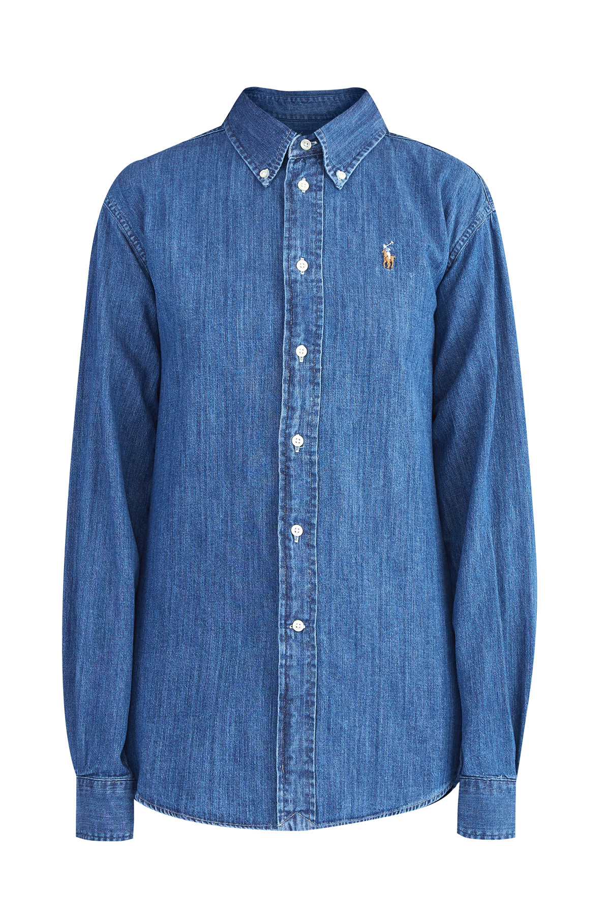 Рубашка из легкого хлопкового денима с вторником на пуговицах POLO RALPH LAUREN, цвет синий, размер 2;4